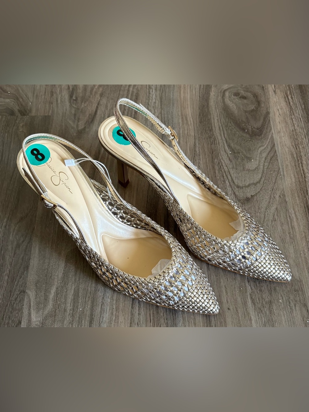 New W/O Box Jessica Simpson Goldish Metallic Slingbacks With 3” Heels